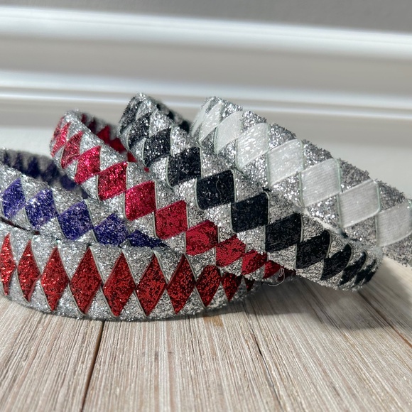 Headband Hand-woven glitter ribbons Purple Silver - Picture 2 of 2